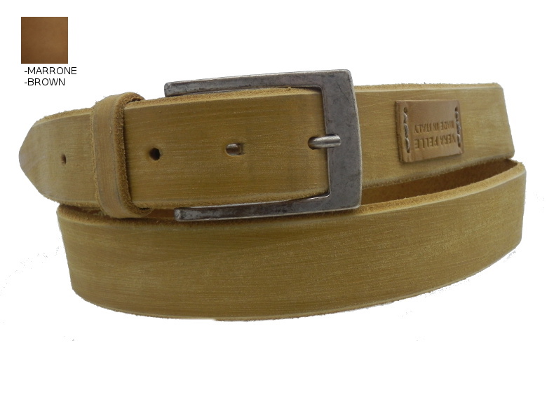 Cintura in cuoio carteggiata - marrone - mm35